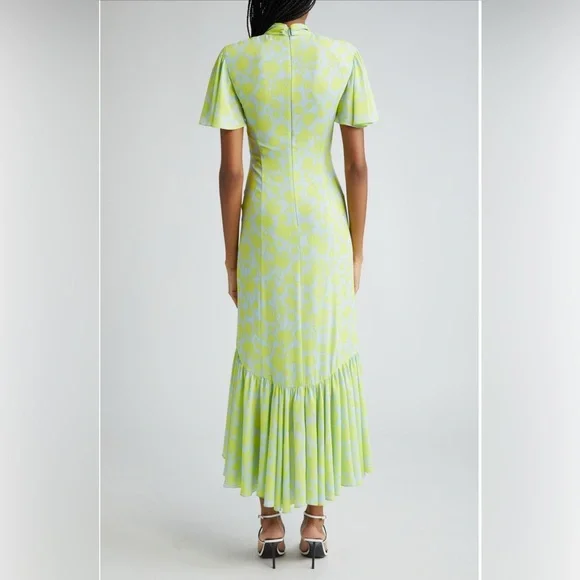 NWT cinq a' sept Floral Ruched High-Low Midi Dress Size 6 - Picture 4 of 9